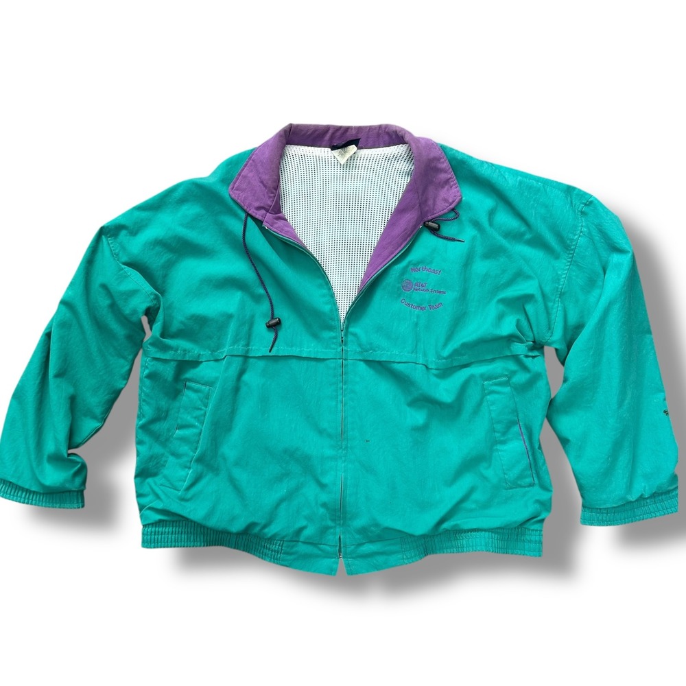 Vintage 90s AT&T Network Systems Windbreaker Jacket Teal Purple XX-Large USA